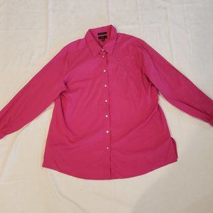 Foxcroft 22W Bright Pink Collared Button-Up